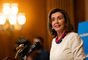 Us Speaker Of The House, Nancy Pelosi Addressing The Media Wallpaper