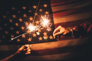 Usa Flag Iphone With Sparklers Wallpaper