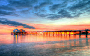 Usa Malibu Pier Sunset Wallpaper
