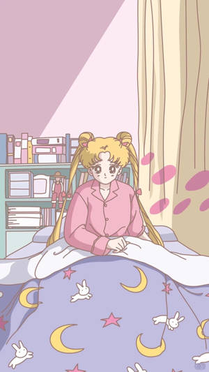 Usagi Wakes Up Sailor Moon Iphone Wallpaper