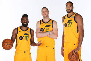 Utah Jazz Players In Yellow Jersey Wallpaper