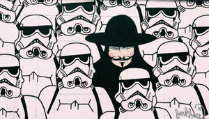 V With Stormtroopers Street Art Wallpaper