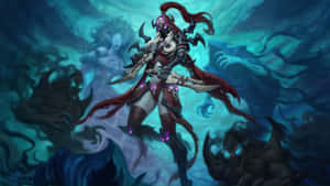 Valeera Sanguinar Wielding Her Arrow Hearthstone Desktop Wallpaper