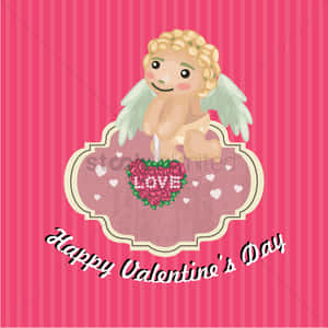 Valentine's Day Card With A Cute Cupid Wallpaper