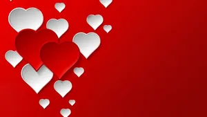 Valentine's Day Red And Silver Hearts Wallpaper