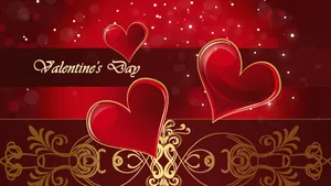 Valentine's Day With Three Hearts Desktop Wallpaper