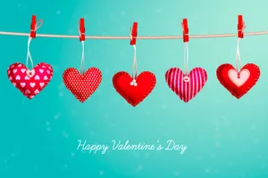 Valentines Day Hanging Hearts Wallpaper