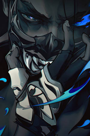 Valorant Agent Yoru With Teeth Mask Iphone Wallpaper