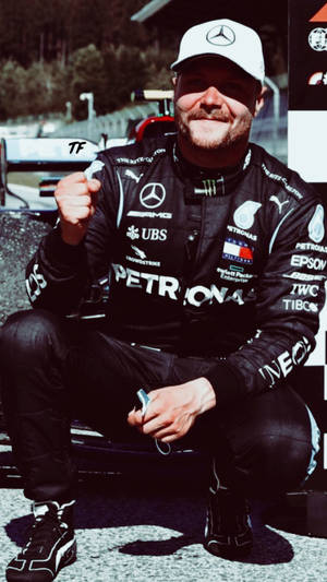 Valtteri Bottas Black Race Suit Wallpaper