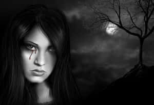 Vampire Girl Crying With Blood Wallpaper