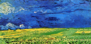 Van Gogh Wheatfield Under Thunderclouds Wallpaper