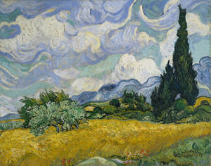 Van Gogh Wheatfield With Cypresses Wallpaper