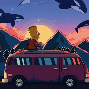 Van Life Bart Simpson Aesthetic Wallpaper