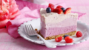 Vanilla Strawberry Cheesecake Dessert Wallpaper