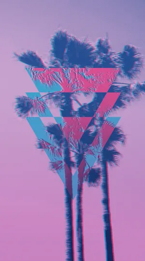 Vaporwave Aesthetic Of Coconut Tree Wallpaper