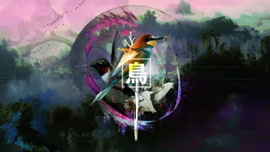 Vaporwave Birds Artwork Wallpaper