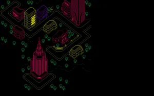 Vaporwave City In Earthbound In Black Wallpaper