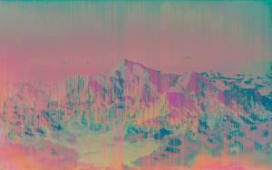 Vaporwave Glitchy Mountain Wallpaper