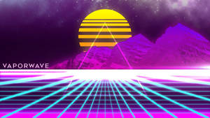 Vaporwave Mountain Underneath The Moon Wallpaper