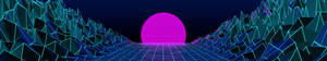 Vaporwave Pink Sun Valley Wallpaper