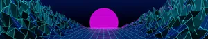 Vaporwave Pink Sun Valley Wallpaper