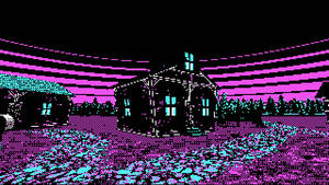 Vaporwave Pixel House Wallpaper