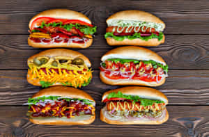 Varietyof Gourmet Hot Dogs Wallpaper