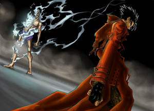 Vash Versus Disintegrating Opponent Trigun Wallpaper