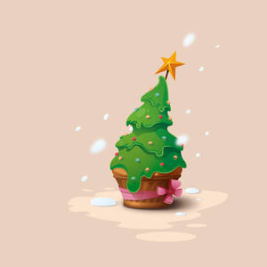 Vector Christmas Tree Cupcake Wallpaper
