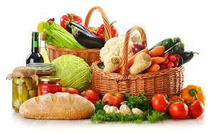 Vegetable And Fruit Baskets Wallpaper