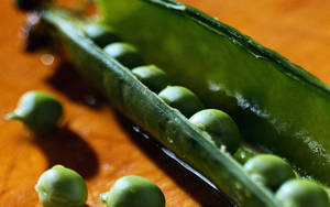 Vegetable Green Peas Opened Pod Close Up Wallpaper