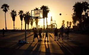 Venice Beach Sunset Basketball Court Wallpaper