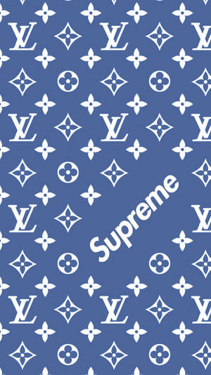 Vertical Blue Louis Vuitton X Supreme Wallpaper