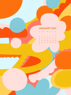 Vibrant 2021 Yearly Calendar Image Wallpaper