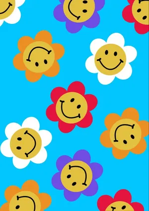 Vibrant Aesthetic Smiley Face On A Brick Wall Wallpaper
