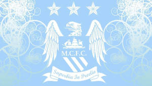 Vibrant Blue Aesthetic Of Manchester City Fc Logo Wallpaper