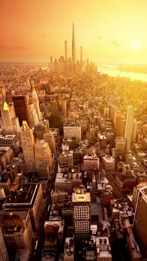 Vibrant City Sunset Iphone Wallpaper