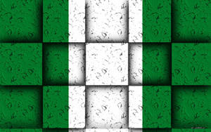 Vibrant Colors Of Nigerian Flag On Square Blocks Wallpaper