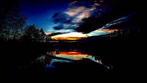 Vibrant Oled Display Sunset Landscape Wallpaper