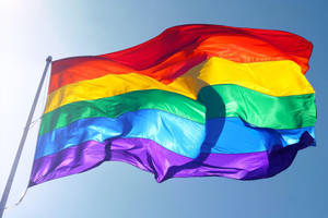 Vibrant Pride Flag Fluttering Under Sunlight Wallpaper