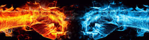 Vibrant Red And Blue Fire Wallpaper