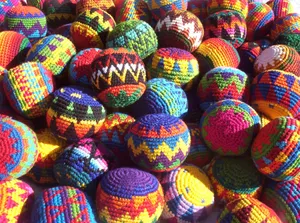 Vibrant Spiral Crochet Hacky Sack Showing Skill & Culture Wallpaper
