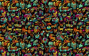 Vibrant_ Tribal_ Doodle_ Pattern.jpg Wallpaper