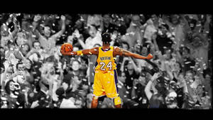 Victorious Kobe Bryant In Black And White Wallpaper