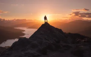 Victory On Mountain Peak Wallpaper