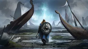 Viking And Longships Hd Wallpaper
