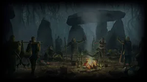 Viking Bonfire Camp Wallpaper