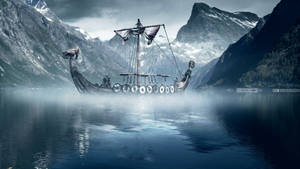 Viking Longship Nordic Sea Wallpaper
