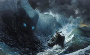 Viking Ship Sea Storm Wallpaper