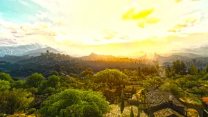 Village Sunrise The Witcher 3 Wallpaper